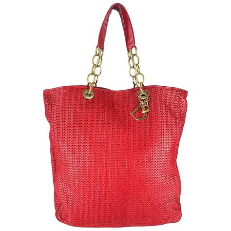 christian dior red|christian dior red woven bag.